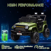Garvee Ride - P Series: 12V Kids Ride On Truck for Toddles age 3+,with 2.4G Remote Control, Spring Suspension, Battery Display, LED Lights, Music, Battery Powered Ride on Car - Army Green