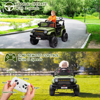 Garvee Ride - P Series: 12V Kids Ride On Truck for Toddles age 3+,with 2.4G Remote Control, Spring Suspension, Battery Display, LED Lights, Music, Battery Powered Ride on Car - Army Green
