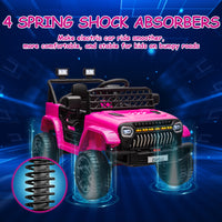 Garvee Ride - P Series: 12V Kids Ride On Truck for Toddles age 3+,with 2.4G Remote Control, Spring Suspension, Battery Display, LED Lights, Music, Battery Powered Ride on Car - Rose Red