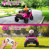 Garvee Ride - P Series: 12V Kids Ride On Truck for Toddles age 3+,with 2.4G Remote Control, Spring Suspension, Battery Display, LED Lights, Music, Battery Powered Ride on Car - Rose Red