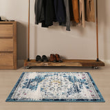 Garvee Vintage Doormat 2x3 Boho Medallion Area Rug Blue, Low Pile Non-Shedding Accent Rug for Entryway Hallway Bedroom Bathroom Kitchen - Blue