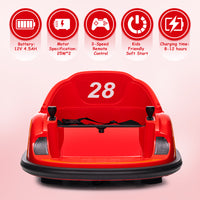 Garvee Ride - B Series: 12V Kids Ride On Bumper Car Electric Vehicle for Toddlers Ride on Toy Bumping Car with Remote Control, Battery Display, 360°Spin, LED Lights, MP3, USB, Red