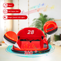 Garvee Ride - B Series: 12V Kids Ride On Bumper Car Electric Vehicle for Toddlers Ride on Toy Bumping Car with Remote Control, Battery Display, 360°Spin, LED Lights, MP3, USB, Red