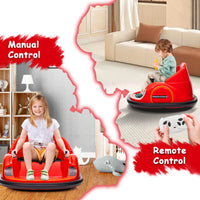 Garvee Ride - B Series: 12V Kids Ride On Bumper Car Electric Vehicle for Toddlers Ride on Toy Bumping Car with Remote Control, Battery Display, 360°Spin, LED Lights, MP3, USB, Red