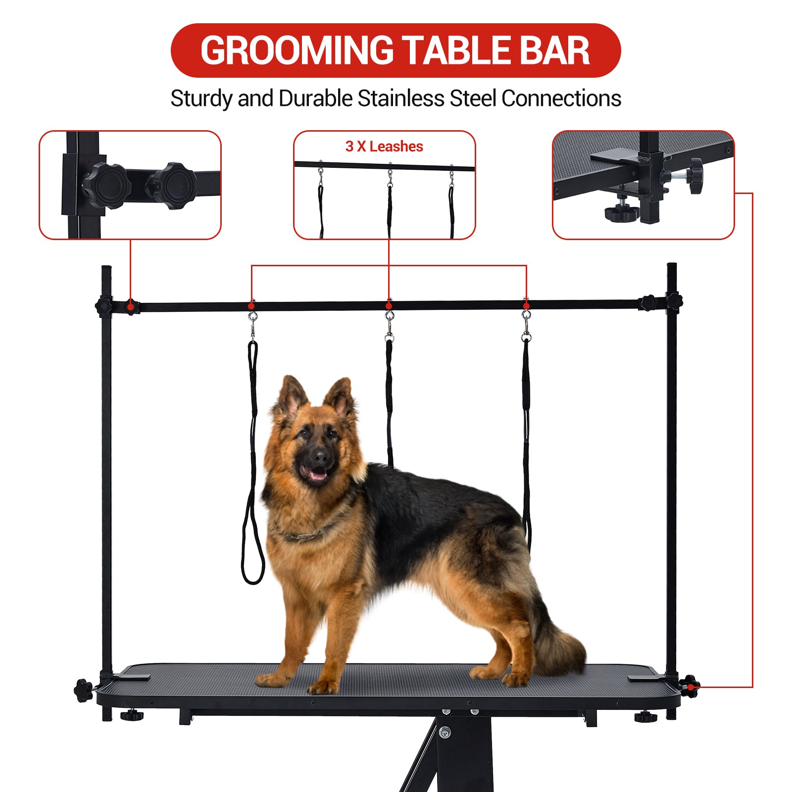 Garvee Dog Grooming Table, Heavy Duty Hydraulic Max Load 350Lbs Adjustable Arm and Noose Height 22-39" for Professional Pet Grooming