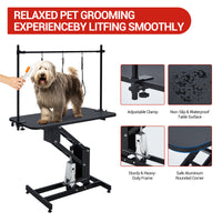 Garvee Dog Grooming Table, Heavy Duty Hydraulic Max Load 350Lbs Adjustable Arm and Noose Height 22-39" for Professional Pet Grooming