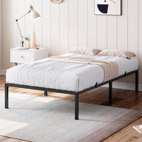 Garvee Twin Size Bed Frame with Steel Slat Support, 14 Inch Heavy Duty Metal Platform Bed Frame Twin Size, Easy Assembly, Ample Storage Space, Noise-Free Design, Black