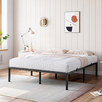 Garvee Queen Bed Frame with Sturdy Steel Bed Slats, 14 Inch Heavy Duty Metal Platform Full Size Bed Frame, No Box Spring Needed, Large Storage Space, Easy Assembly for Home Apartment