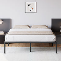 Garvee Queen Bed Frame with Sturdy Steel Bed Slats, 14 Inch Heavy Duty Metal Platform Full Size Bed Frame, No Box Spring Needed, Large Storage Space, Easy Assembly for Home Apartment