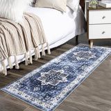 Garvee Runner Rug 2x6 Vintage Non Slip Kitchen Washable Soft Distressed Blue - Blue