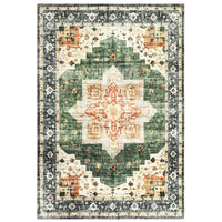Garvee Area Rug 4x6 Washable Soft Rug Vintage Distressed Rug Ultra-Thin Throw Rug Non Slip Living Room Rug Indoor Floor Cover for Dining Room Bedroom, Green