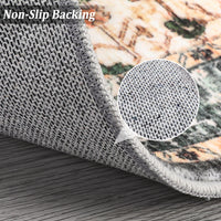 Garvee Area Rug 4x6 Washable Soft Rug Vintage Distressed Rug Ultra-Thin Throw Rug Non Slip Living Room Rug Indoor Floor Cover for Dining Room Bedroom, Green