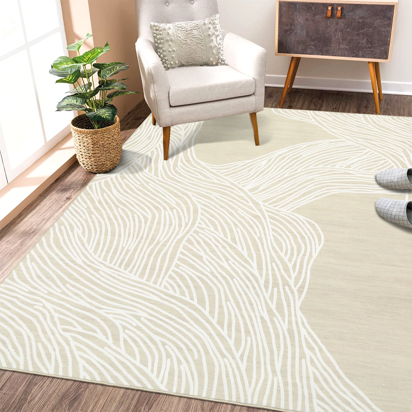 Garvee Modern Camel 10x13 Washable Rugs for Living Room Modern Bedroom Rug Aesthetic Beige Rug Large Area Rug Non Slip Throw Rugs Soft Faux Wool Low Pile Stain Resistant Carpet for Dining Room 10'x13' Beige