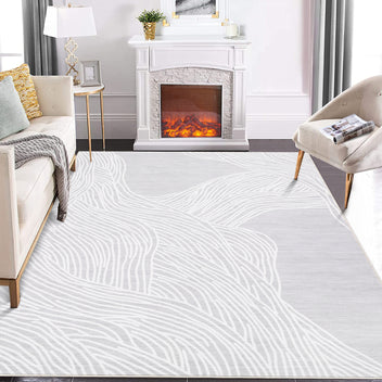 Garvee Modern Light Grey 10x13 Geometric Area Rug, Washable Non Slip Stain Resistant Carpet for Living Room Bedroom Office Dining