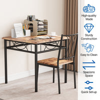 Garvee Dining Table Set for 2, Kitchen Table and Chairs, Square Kitchen Brown Table Set with 2 Brown Chairs, 3 Piece Dining Room Table Set for Small Space, Apartment, Studios