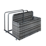 Garvee 2-Tier Rolling Pool Storage Basket – PE Rattan Outdoor Organizer with Locking Wheels, Sturdy Steel Frame & Water-Resistant Design, Grey - New structure Gray