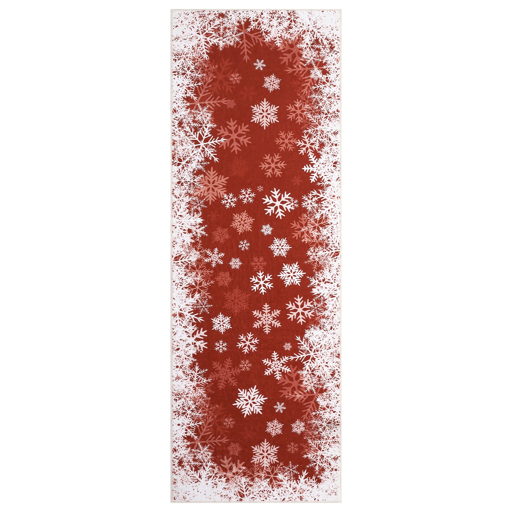 Garvee Christmas Runner Rug 2x10 Red Non Slip Washable Soft Low Pile Stain Resistant Snowflake Pattern Entryway Kitchen
