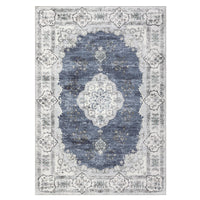 Garvee Washable Rugs 10x13 Rugs for Living Room Vintage Floral Carpet Non-Slip Bedroom Rug Soft Low Pile Indoor Distressed Floor Carpet, Blue