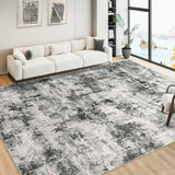 Garvee Washable Area Rug 4x6, Soft Abstract Rug for Bedroom Living Room, Low Pile Non-Slip Vintage Area Rug for Dining Room Office Playroom (Grey, 4'x6') - Gray