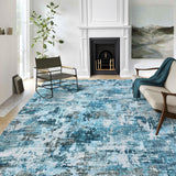 Garvee Area Rug 5x7 Washable Soft Abstract Non-Slip Living Room Bedroom Rug Blue - Blue