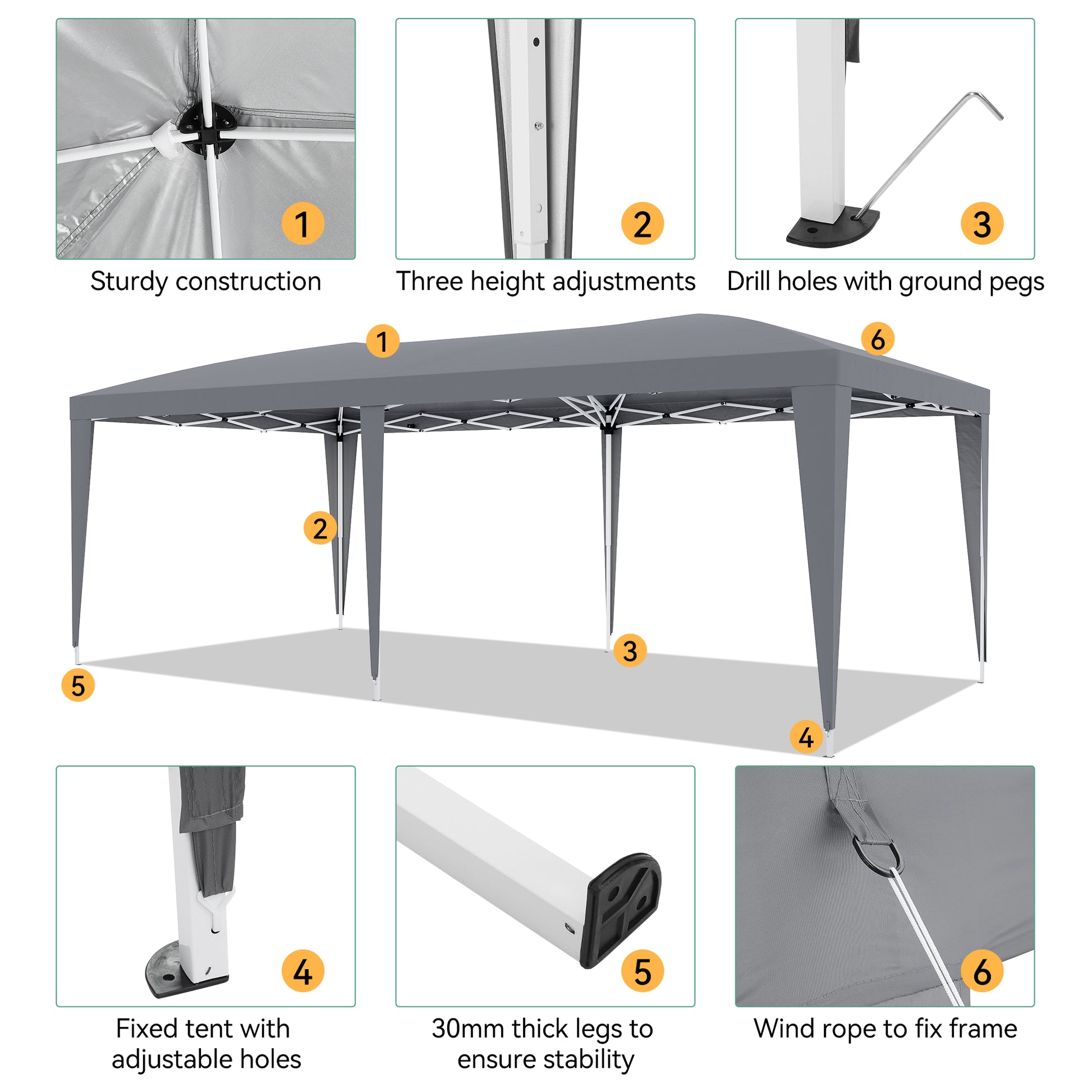 Garvee 10'x20' Outdoor Pop-Up Canopy Tent Waterproof, UV Protection, Adjustable Height, Removable Sidewalls, Easy Assembly for Parties & Events