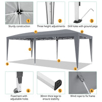 Garvee 10'x20' Outdoor Pop-Up Canopy Tent Waterproof, UV Protection, Adjustable Height, Removable Sidewalls, Easy Assembly for Parties & Events