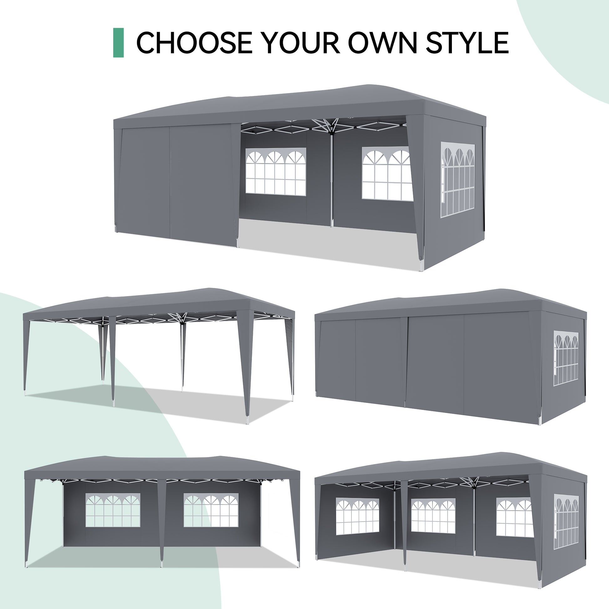 Garvee 10'x20' Outdoor Pop-Up Canopy Tent Waterproof, UV Protection, Adjustable Height, Removable Sidewalls, Easy Assembly for Parties & Events