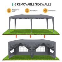 Garvee 10'x20' Outdoor Pop-Up Canopy Tent Waterproof, UV Protection, Adjustable Height, Removable Sidewalls, Easy Assembly for Parties & Events