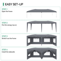 Garvee 10'x20' Outdoor Pop-Up Canopy Tent Waterproof, UV Protection, Adjustable Height, Removable Sidewalls, Easy Assembly for Parties & Events