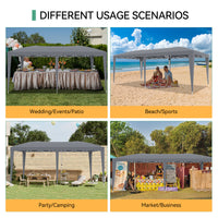 Garvee 10'x20' Outdoor Pop-Up Canopy Tent Waterproof, UV Protection, Adjustable Height, Removable Sidewalls, Easy Assembly for Parties & Events