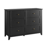 Garvee Black Dresser for Bedroom, 6 Chest of Drawer Dresser for 48 inch TV, Modern Wood Organizer TV Stand for Living Room, Closet Storage, Entryway, Kids Bedroom - Black