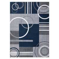 Garvee Modern Navy Blue 8x10 Geometric Washable Rug, Non Slip Low Pile Stain Resistant Carpet for Living Room & Bedroom