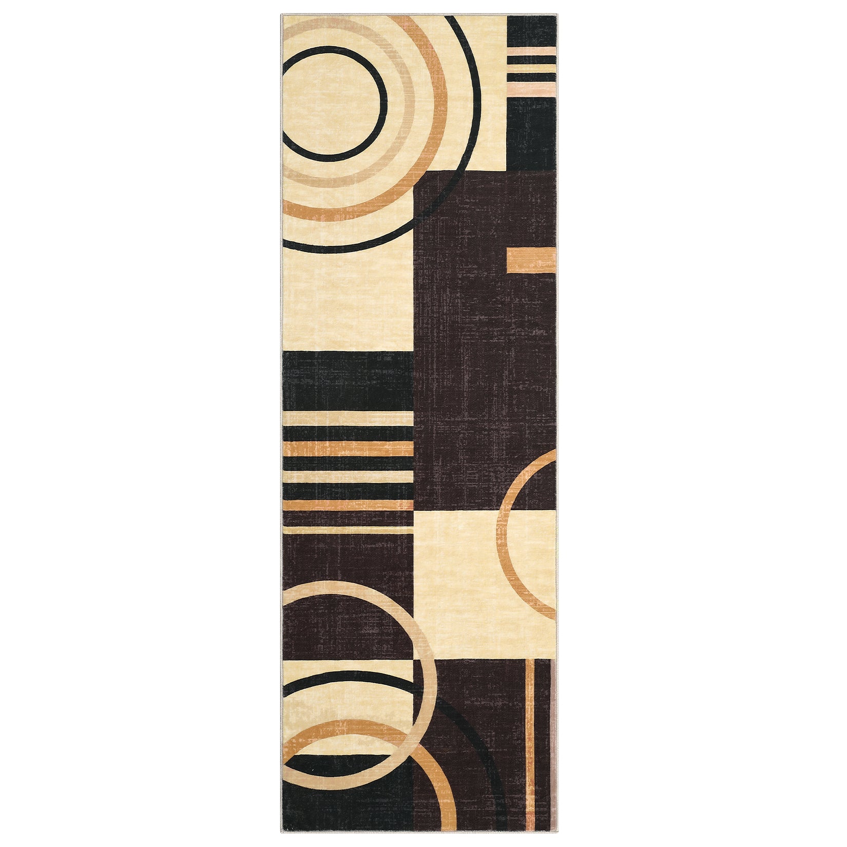 Garvee Modern Brown 2x6 Runner Rugs, Abstract Circle Design Kitchen Rug Non Slip Washable Area Rug Soft Accent Rug Living Room Rug Throw Rugs for Bathroom Bedroom