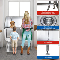 Garvee 50 Inch Stainless Steel Large Dog Grooming Tub Wash Station