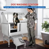 Garvee 50 Inch Stainless Steel Large Dog Grooming Tub Wash Station