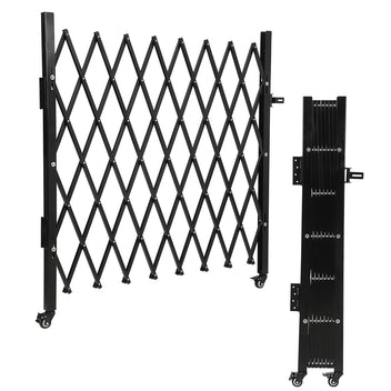 Garvee Single Foldable Security Gate, 50"H x 43"W Aluminum Expandable Fence Portable Safety Barrier with Casters Retractable Driveway Gates 360° Rolling Barricade Gate Mobile Barricade Safety Barrier Black