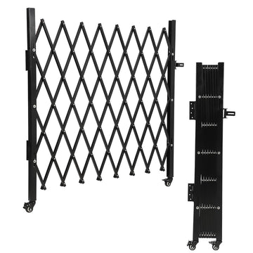Garvee Single Foldable Security Gate, 50"H x 43"W Aluminum Expandable Fence Portable Safety Barrier with Casters Retractable Driveway Gates 360° Rolling Barricade Gate Mobile Barricade Safety Barrier Black