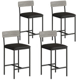 Garvee 25.5 Inches Bar Stools Set of 4 with Footrest, PU Upholstered, Back Support, Easy Assembly, for Kitchen Counter Island, Gray - Grey