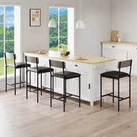Garvee 25.5 Inches Bar Stools Set of 4 with Footrest, PU Upholstered, Back Support, Easy Assembly, for Kitchen Counter Island, Gray