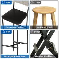 Garvee 25.5 Inches Bar Stools Set of 4 with Footrest, PU Upholstered, Back Support, Easy Assembly, for Kitchen Counter Island, Gray