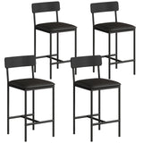 Garvee 25.5 Inches Bar Stools Set of 4, Kitchen Bar Stools with Footrest, PU Upholstered Bar Chairs, Easy Assembly, Black - Black