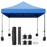 Garvee 10x10 Heavy Duty Pop Up Canopy - Commercial 500D Waterproof Tent with Steel Frame & Roller Bag (Blue) for Outdoor Events - Blue