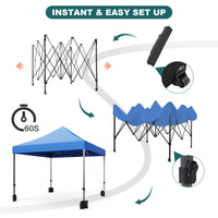 Garvee 10x10 Heavy Duty Pop Up Canopy - Commercial 500D Waterproof Tent with Steel Frame & Roller Bag (Blue) for Outdoor Events