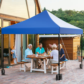 Garvee 10x10 Heavy Duty Pop Up Canopy - Commercial 500D Waterproof Tent with Steel Frame & Roller Bag (Blue) for Outdoor Events