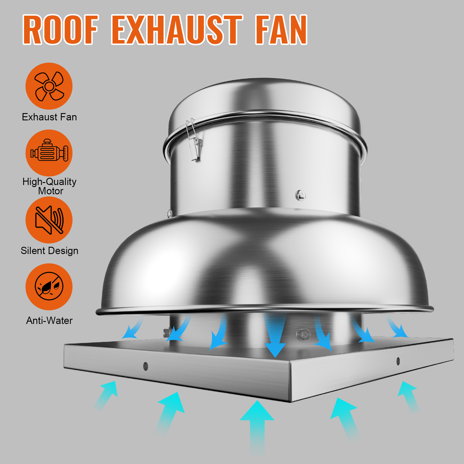 Garvee 2400 CFM Roof Fan Up-blast Restaurant, High Speed Direct Drive Centrifugal Upblast Exhaust Fan, Upgarded Motor, Roof Exhaust Fan 25’ Fan Base Ideal for Factory, Warehouse, Restaurant