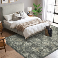 Garvee Large Throw Rugs for Living Room 10x13, Vintage Washable Rugs for Bedroom Non Slip Entryway Rugs, Moroccan Soft Rubber Backing Low Pile Printed Carpet for Bedside Kitchen, Olive Green