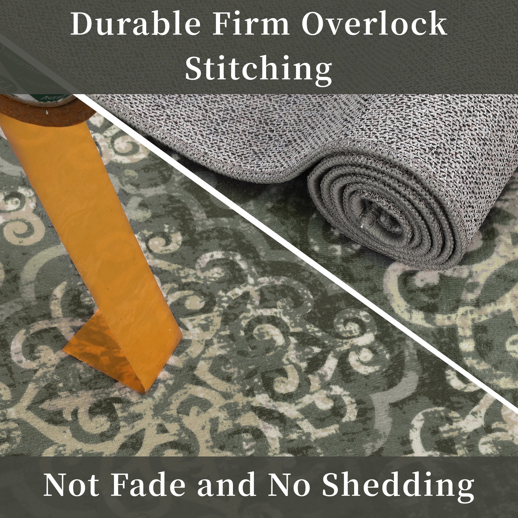 Garvee Large Throw Rugs for Living Room 10x13, Vintage Washable Rugs for Bedroom Non Slip Entryway Rugs, Moroccan Soft Rubber Backing Low Pile Printed Carpet for Bedside Kitchen, Olive Green