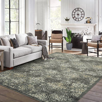 Garvee Large Throw Rugs for Living Room 10x13, Vintage Washable Rugs for Bedroom Non Slip Entryway Rugs, Moroccan Soft Rubber Backing Low Pile Printed Carpet for Bedside Kitchen, Olive Green