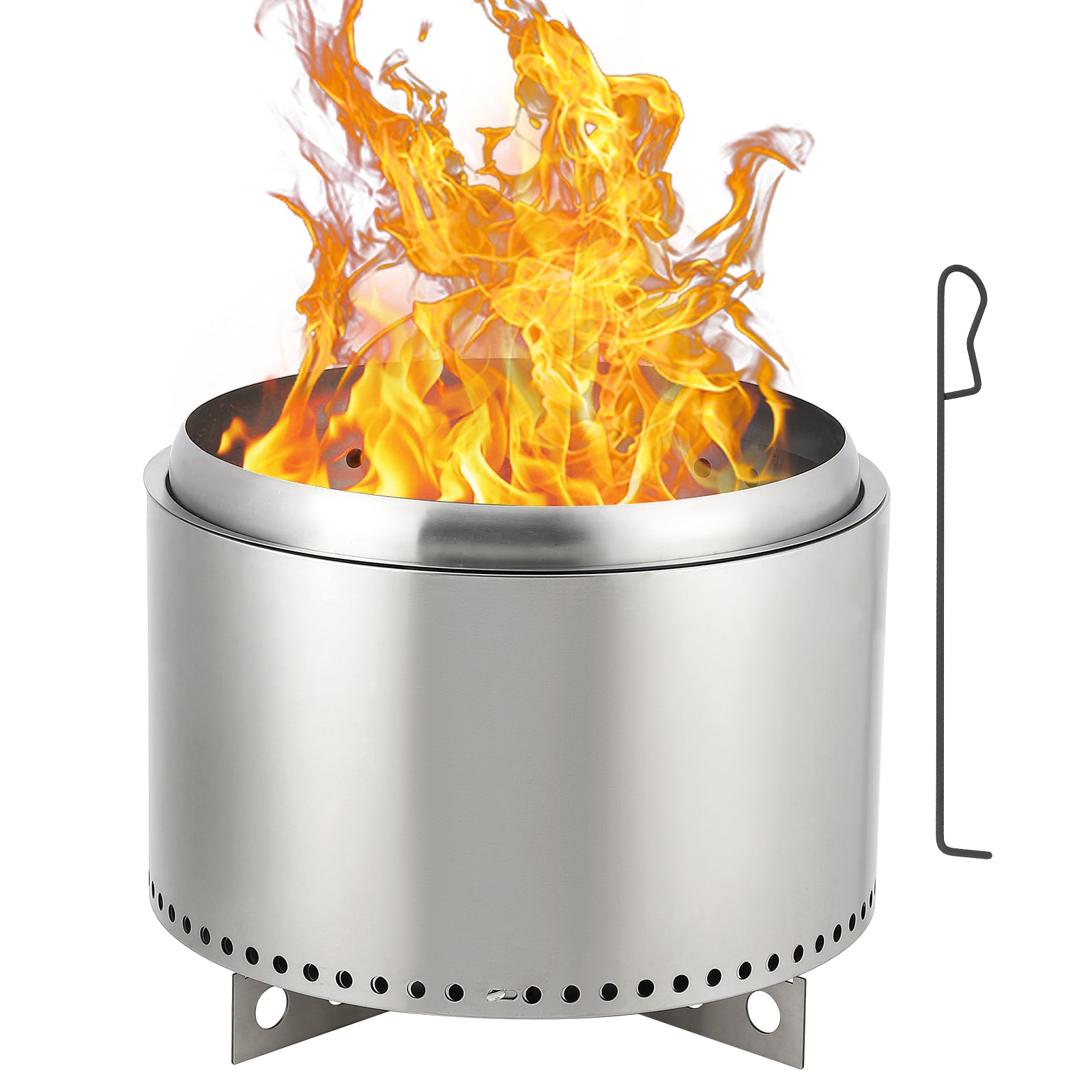 Garvee 20.5" Smokeless Fire Pit with Air Switch,Without handle,Wood Burning Portable Stainless Steel Outdoor Firepit with Removable Stand & Stove Hook, Ash Pan, for Camping Backyard Patio Picnic
