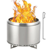 Garvee 20.5" Smokeless Fire Pit with Air Switch,Without handle,Wood Burning Portable Stainless Steel Outdoor Firepit with Removable Stand & Stove Hook, Ash Pan, for Camping Backyard Patio Picnic